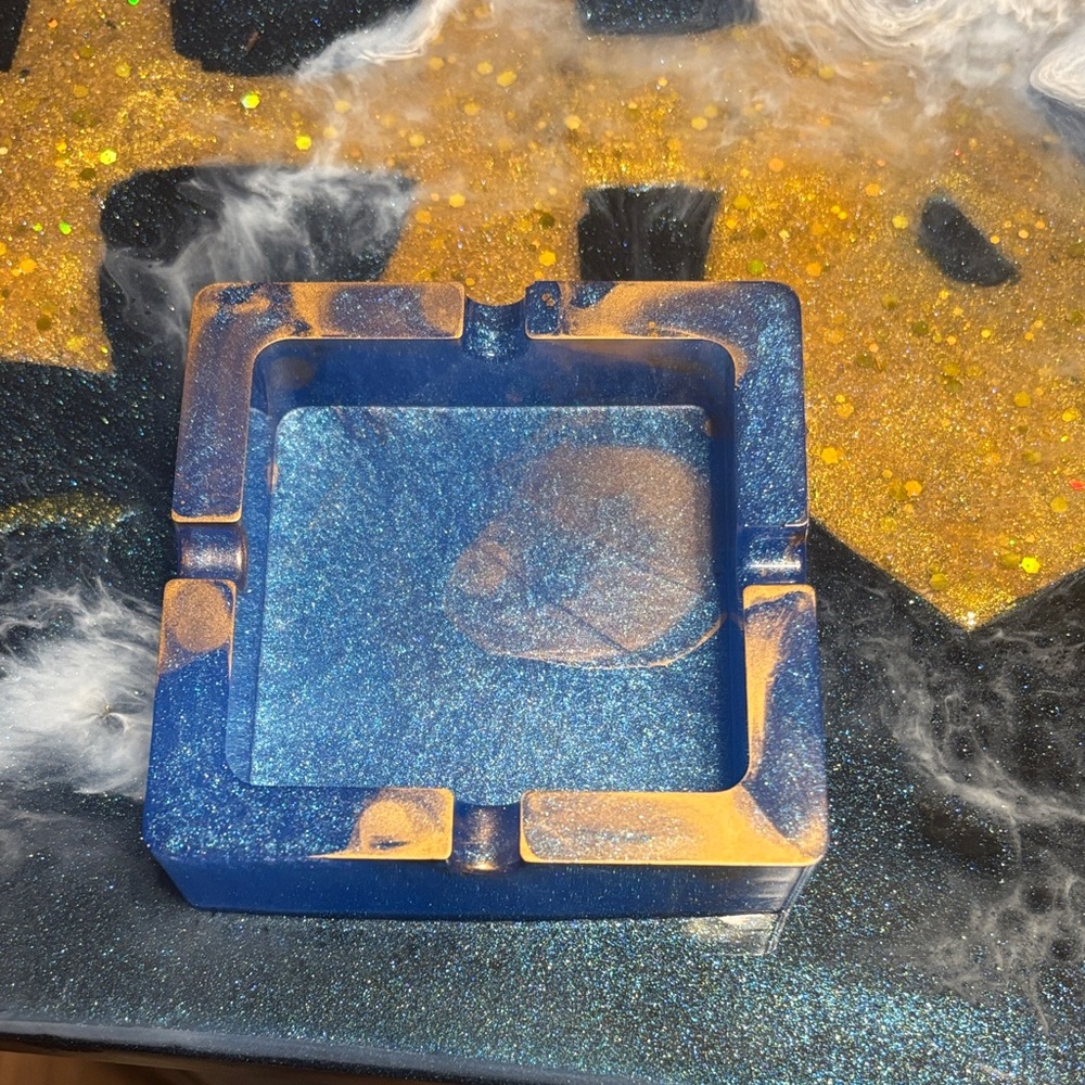 Blue and Gold Ashtray